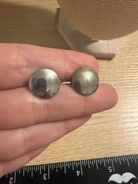 Silver Round Vintage Button Earrings